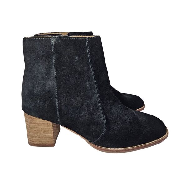 Madewell Bryce Suede Minimalist Stacked Heel Almond Toe Chelsea Boot Black 8.5 - Picture 3 of 10